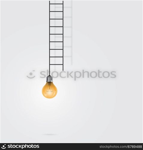 Creative light bulb and ladder sign.Ladder to success concept with idea light bulb icon.Creative idea and leadership concept.Business competition icon.Vector illustration