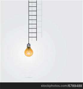 Creative light bulb and ladder sign.Ladder to success concept with idea light bulb icon.Creative idea and leadership concept.Business competition icon.Vector illustration