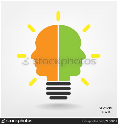 Creative light bulb, Business and ideas concepts,Vector illustration.