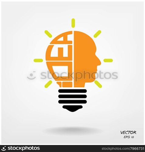 Creative light bulb, head symbol ,Business and ideas concepts,Vector illustration EPS10