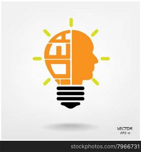 Creative light bulb, head symbol ,Business and ideas concepts,Vector illustration EPS10