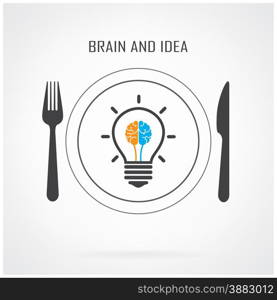 Creative light bulb idea and brain concept background ,business concept.Vector illustration