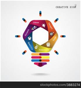 Creative light bulb Idea concept background ,design for poster flyer cover brochure ,business idea ,education background.vector illustration