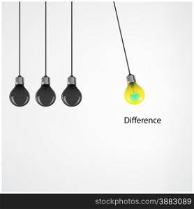 Creative light bulb Idea concept background,difference concept .Vector illustration