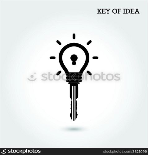 Creative light bulb idea concept with padlock symbol. Key of idea. Business ideas.Vector illustration.