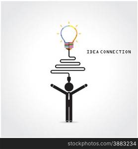 Creative light bulb symbol and knowledge connection sign. Business and education concept. Vector illustration