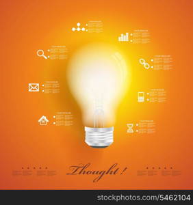 Creative light bulb with application icons. Modern infographic template. Business software. Social media concept.