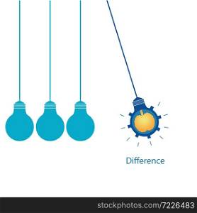 Creative light bulb with brain and gear, design banner template, think different, conceptual and idea Vector illustration.