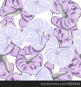 Creative lilac anthurium flowers seamless pattern . Trendy exotic hawaiian plants backdrop. Abstract tropical botanical wallpaper. Design for fabric , textile, surface, wrapping paper. Creative lilac anthurium flowers seamless pattern . Trendy exotic hawaiian plants backdrop.