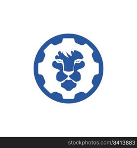 Creative lion gear vector logo design. Lion tech logo concept. 