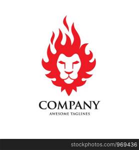creative Lion head fire logo vector illustration, Lion Head Flaming Fire Vector Illustration Logo.