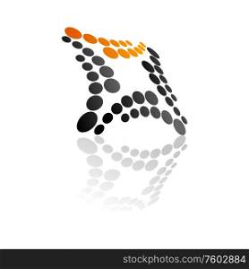 Creative logo design isolated abstract square made of dots. Vector black and orange round points. Abstract figure shaped of round dots isolated