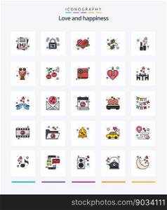Creative Love 25 Line FIlled icon pack  Such As fashion. beauty. heart. romance. heart