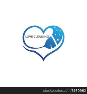 Creative Love Cleaning Concept Logo Design Vector template