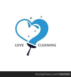 Creative Love Cleaning Concept Logo Design Vector template