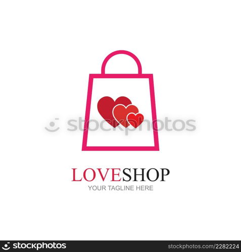 Creative Love Shopping logo vector icon illustration