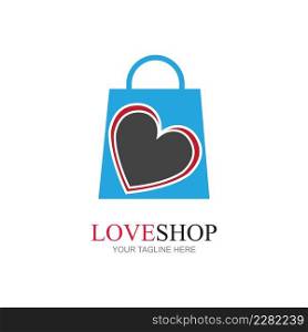 Creative Love Shopping logo vector icon illustration
