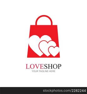Creative Love Shopping logo vector icon illustration