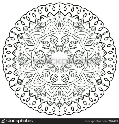 Creative mandala design. Ornamental pattern for coloring book pages. Circle ornament for henna tattoo design. Unique mandala design. Round ornamental pattern for coloring book pages. Circle ornament for henna tattoo design.