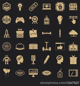 Creative market icons set. Simple style of 36 creative market vector icons for web for any design. Creative market icons set, simple style
