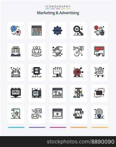 Creative Marketing And Advertising 25 Line FIlled icon pack  Such As search. key. layout. marketing. arrow