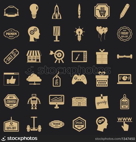 Creative marketing icons set. Simple style of 36 creative marketing vector icons for web for any design. Creative marketing icons set, simple style