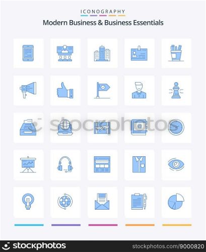 Creative Modern Business And Business Essentials 25 Blue icon pack  Such As property. estate. call. business. building