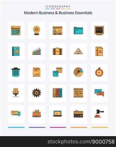 Creative Modern Business And Business Essentials 25 Line FIlled icon pack  Such As cards. id. map. pointer. place