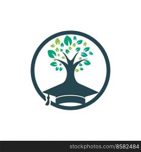 Creative modern nature Education logo design. Graduation cap and tree icon logo. 