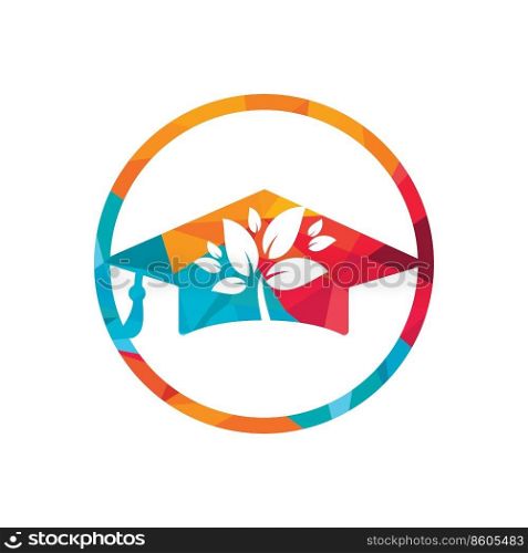 Creative modern nature Education logo design. Graduation cap and tree icon logo.	