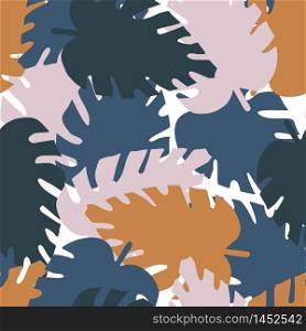 Creative monstera leaf seamless pattern on pink background. Tropical leaves vector illustration. Exotic jungle wallpaper. Design for fabric, textile print, wrapping paper, cover.. Creative monstera leaf seamless pattern on pink background. Tropical leaves vector illustration. Exotic jungle wallpaper.