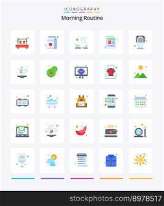 Creative Morning Routine 25 Flat icon pack  Such As commode. news letter. bottle. paper. news
