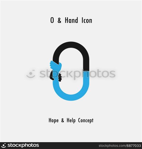 Creative O- alphabet icon abstract and hands icon design vector template.Business offer,partnership,hope,support or help concept.Corporate business and industrial logotype symbol.Vector illustration