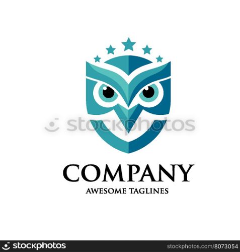 creative owl and stars logo vector design template