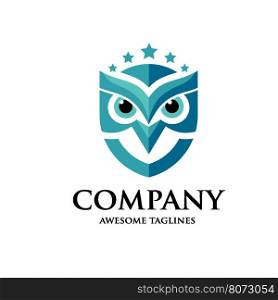 creative owl and stars logo vector design template
