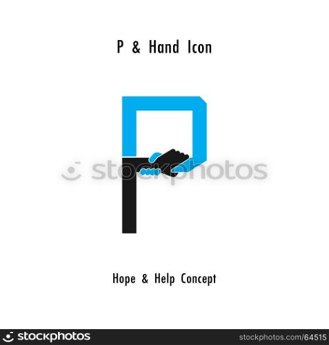 Creative P- alphabet icon abstract and hands icon design vector template.Business offer,partnership,hope,support or help concept.Corporate business and industrial logotype symbol.Vector illustration