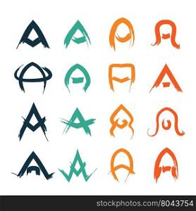 creative painted capitral letter A design vector set