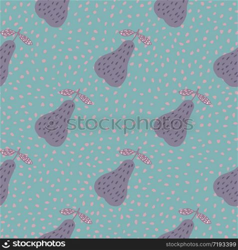 Creative pears seamless pattern on dots background. Sweet fruits wallpaper in doodle style. Design for fabric, textile print, wrapping paper, kitchen textiles. Cute vector illustration.. Creative pears seamless pattern on dots background. Sweet fruits wallpaper in doodle style.