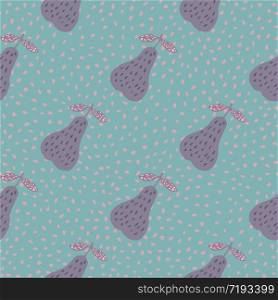 Creative pears seamless pattern on dots background. Sweet fruits wallpaper in doodle style. Design for fabric, textile print, wrapping paper, kitchen textiles. Cute vector illustration.. Creative pears seamless pattern on dots background. Sweet fruits wallpaper in doodle style.