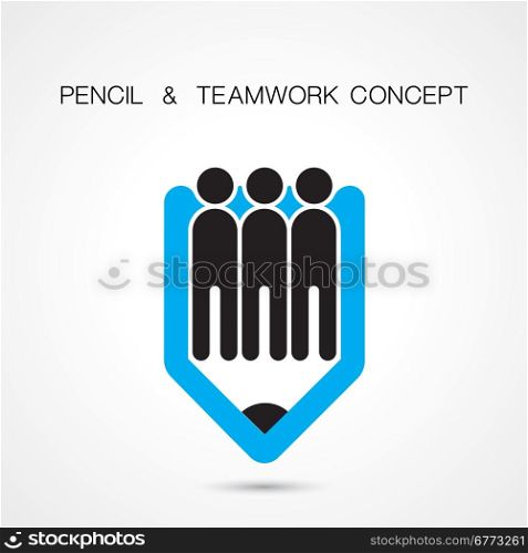 Creative pencil and people icon abstract logo design vector template. Corporate business creative logotype symbol. Vector illustration