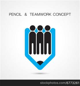 Creative pencil and people icon abstract logo design vector template. Corporate business creative logotype symbol. Vector illustration
