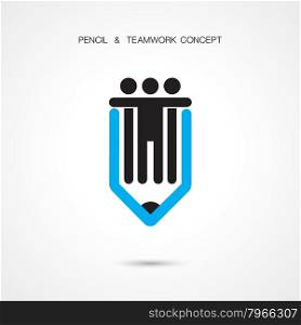 Creative pencil and people icon abstract logo design vector template. Corporate business creative logotype symbol. Vector illustration&#xA;