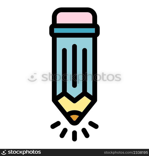 Creative pencil icon. Outline creative pencil vector icon color flat isolated. Creative pencil icon color outline vector