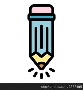 Creative pencil icon. Outline creative pencil vector icon color flat isolated. Creative pencil icon color outline vector