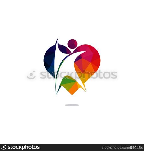 Creative People Care Concept Logo Design. Human in heart logo design, Happy people vector
