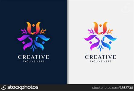 Creative People Group Logo Design with Modern Colorful Style Concept. Graphic Design Element.