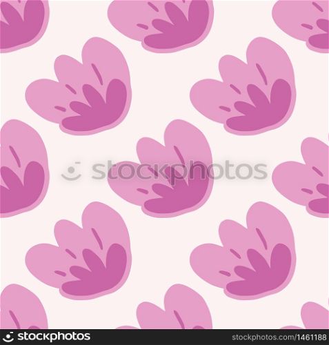 Creative pink flowers seamless pattern on light background. Doodle floral wallpaper for fabric design, textile print, wrapping, kitchen textile. Vector illustration. Creative pink flowers seamless pattern on light background. Doodle floral wallpaper