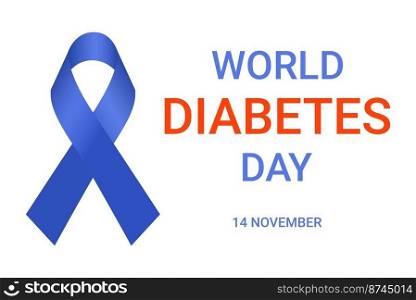 Creative poster or banner of world diabetes day with awareness ribbon.Isolated on a white background. World diabetes day with awareness ribbon.Vector illustration
