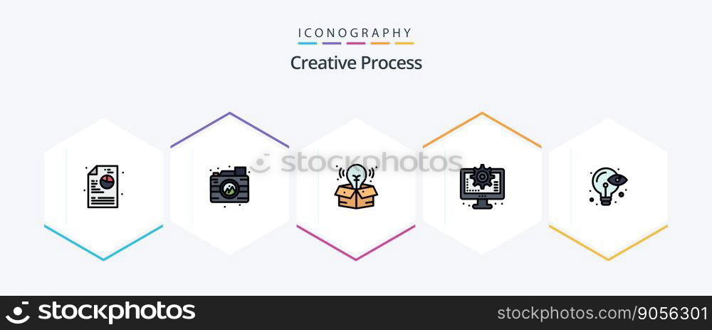 Creative Process 25 FilledLine icon pack including idea. process. process. creative. process