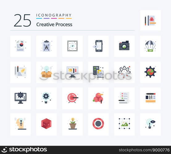 Creative Process 25 Flat Color icon pack including image. process. process. creative. process